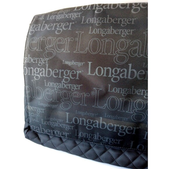 1990s-2000s Longaberger Black Logo Quilted Laptop Messenger Bag Adj Strap EUC - Picture 1 of 16